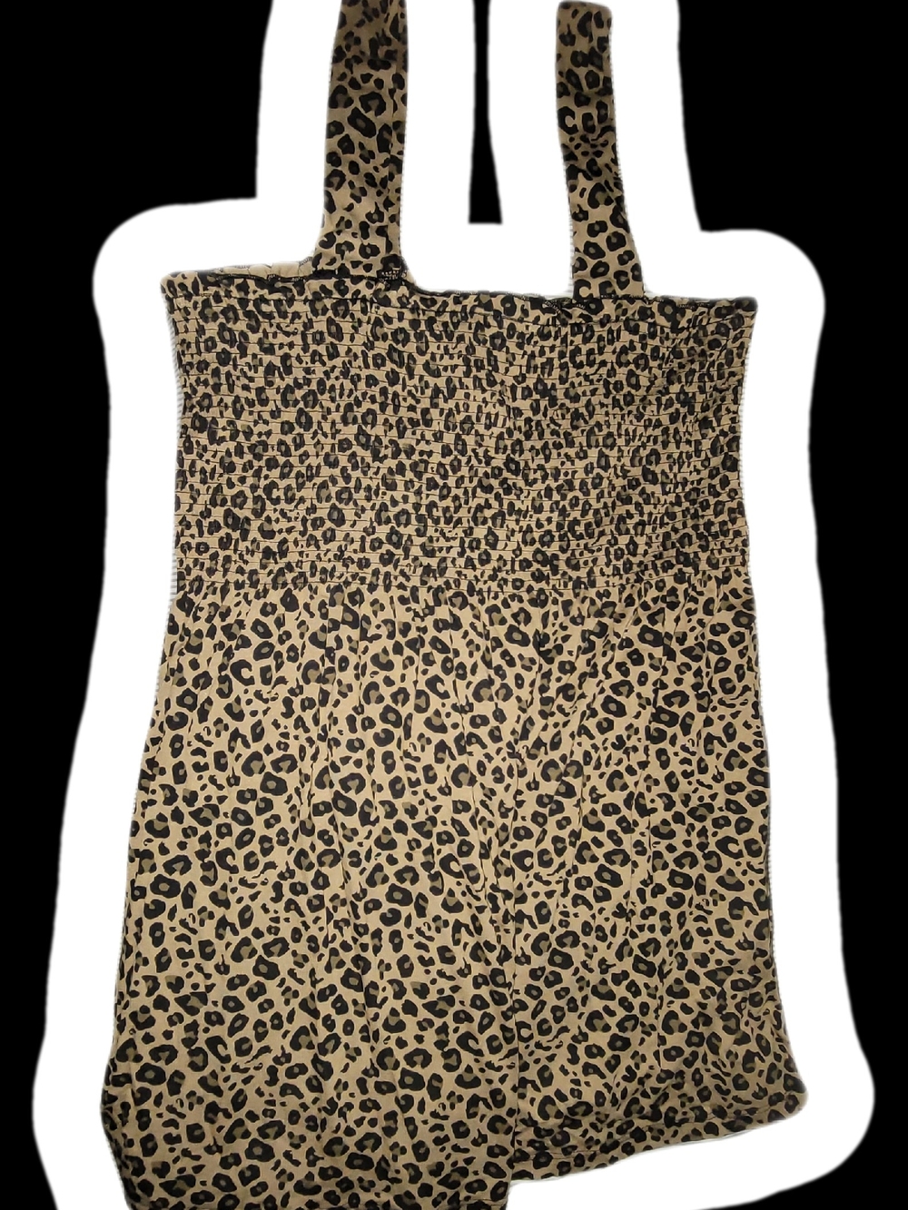 VENUS Leopard-Print Smocked Top in Tan & Black